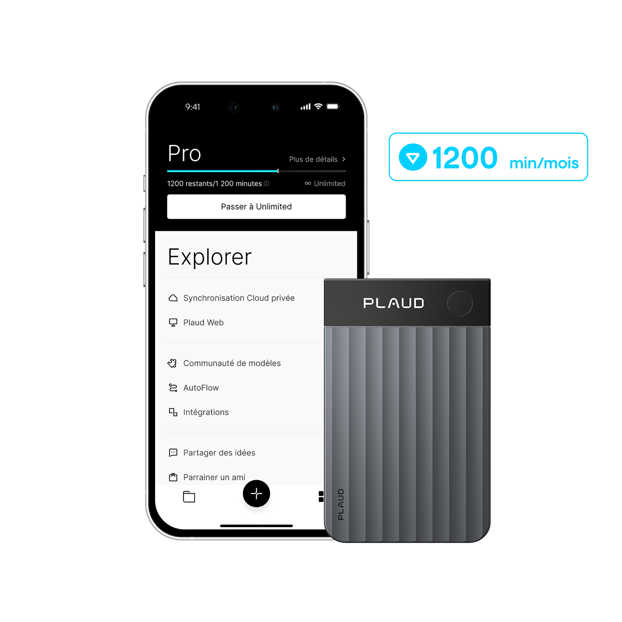 Plaud Note Pro + Abonnement Annuel au Pro Plan IA