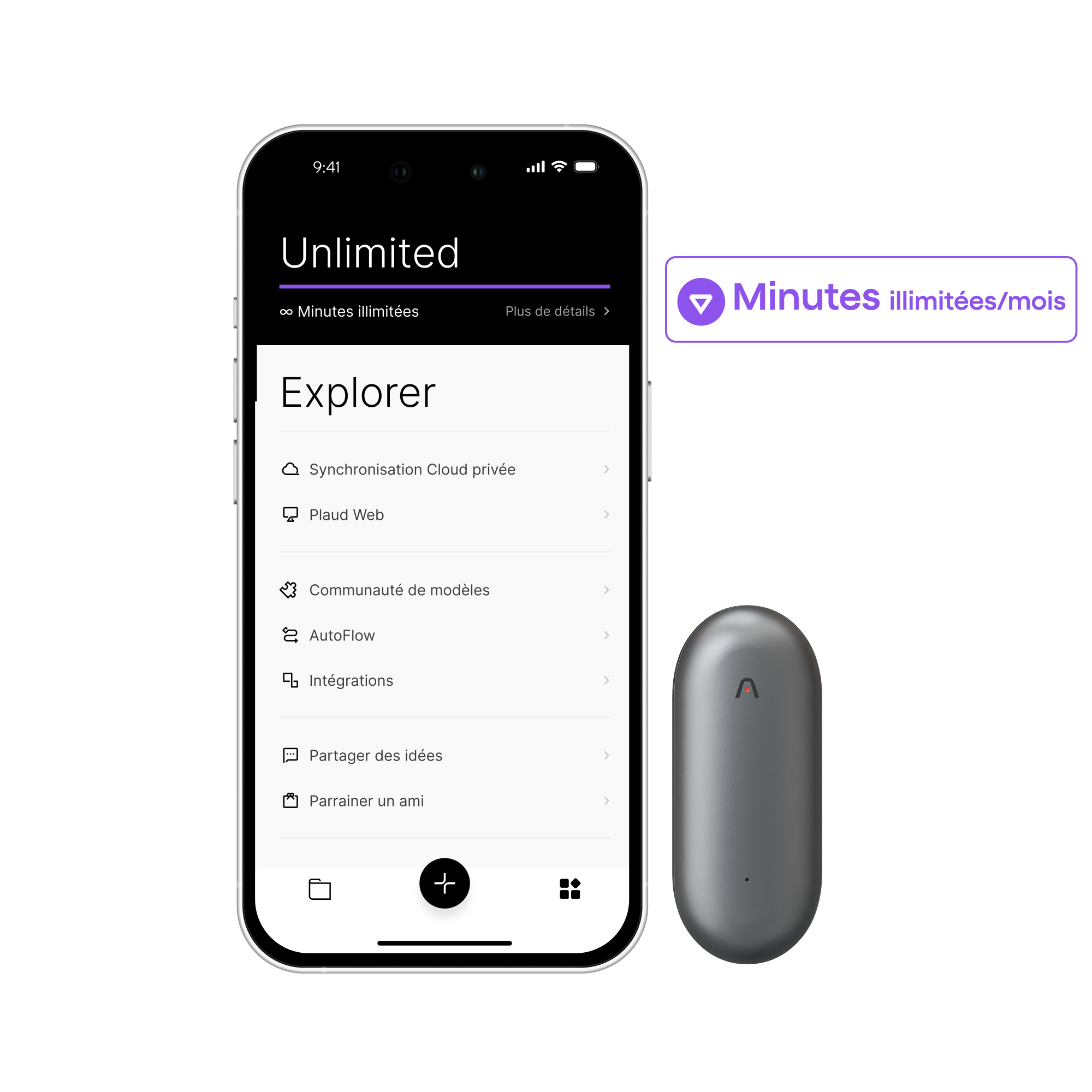 Plaud NotePin + Abonnement Annuel à l’Unlimited Plan IA