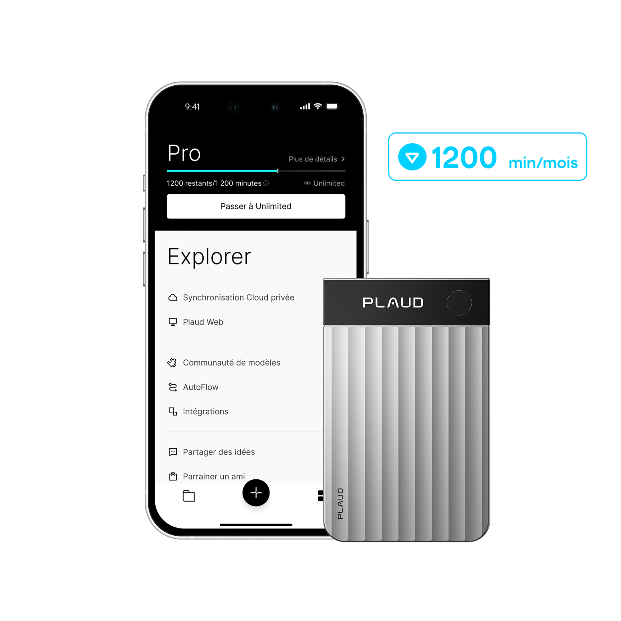 Plaud Note Pro + Abonnement Annuel au Pro Plan IA