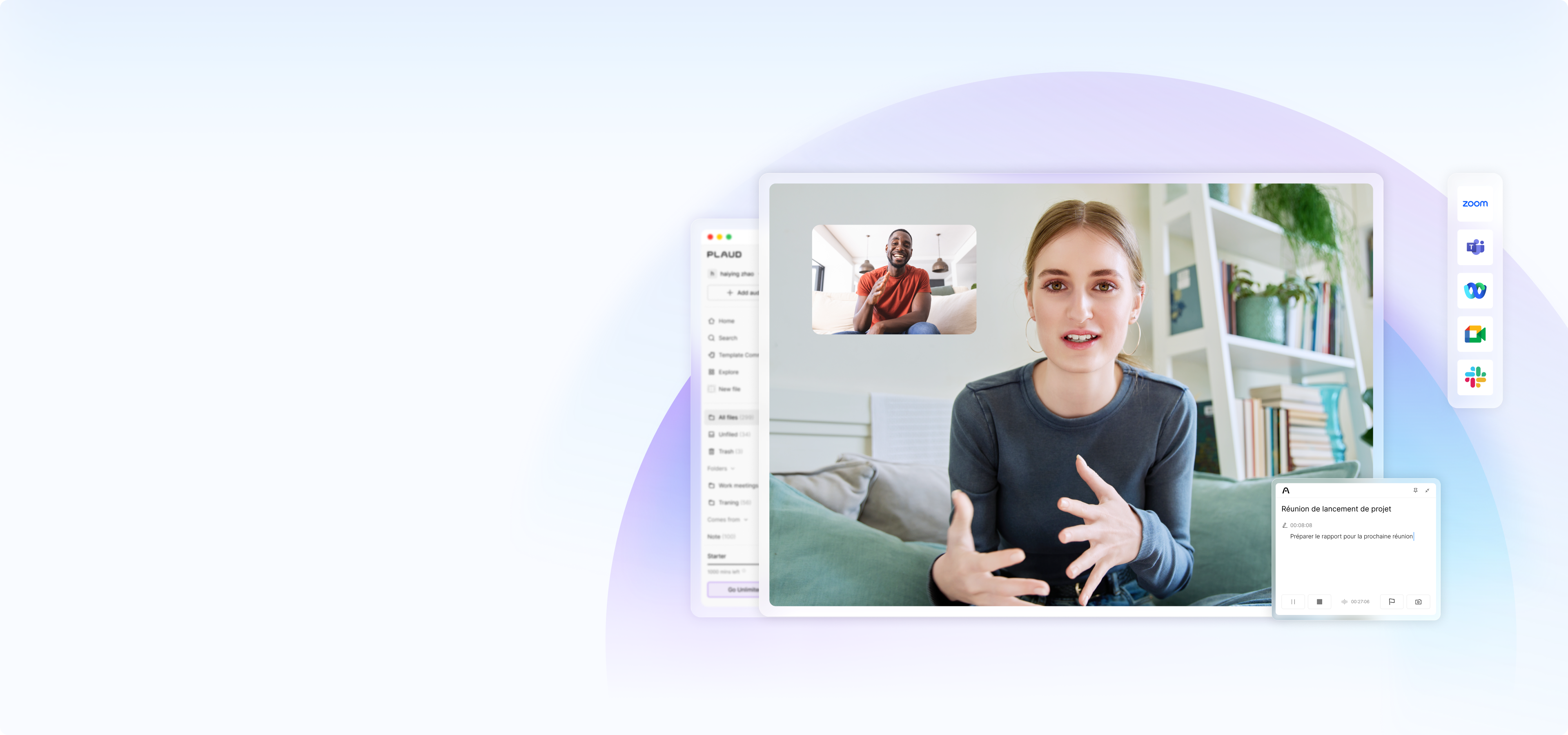 <p class="desktop-banner-title">
<span>
Plaud Desktop <sup>Bêta</sup>
</span>
</p>
<p class="desktop-banner-desc">
La seule solution de prise de notes IA capable de
<br class="pc">
<br class="mb">
faire le pont entre réunions en présentiel <br class="pc">et réunions en ligne.
</p>
<style>
.slideshow .swiper-slide-active .sec__content-inner
{
padding-left:0px;
}
.desktop-banner-title {
margin-bottom: 20px;
color: #000;
font-size: 70px;
font-weight: 400;
line-height: 1.2;
}
.desktop-banner-title span {
position: relative;
}
.desktop-banner-title span sup {
position: absolute;
top: 0;
right: 0;
padding: 4px 10px;
background: linear-gradient(107.1deg, #8F53ED 0.37%, #00D0FF 105.26%);
border-radius: 5px;
font-weight: 600;
font-size: 14px;
line-height: 1.2;
color: #FFFFFF;
transform: translateX(calc(100% + 20px));
}
.desktop-banner-desc {
margin-bottom: 92px;
color: #000;
font-size: 32px;
font-weight: 400;
line-height: 1.2;
}
.desktop-banner-desc br.mb {
display: none;
}
@media screen and (max-width: 1600px) {
.desktop-banner-title {
font-size: 48px;
}
.desktop-banner-desc {
margin-bottom: 64px;
color: #000;
font-size: 20px;
font-weight: 400;
line-height: 1.2;
}
}
@media screen and (max-width: 992px) {
.desktop-banner-title {
font-size: 40px;
}
.desktop-banner-desc {
font-size: 16px;
}
.desktop-banner-title span sup {
padding: 2px 5px;
border-radius: 1px;
font-size: 8px;
transform: translateX(100%);
}
}
@media screen and (max-width: 768px) {
.desktop-banner-title {
margin-bottom: 12px;
font-size: 40px;
text-align: center;
}
.desktop-banner-desc {
margin-bottom: 40px;
font-size: 20px;
text-align: center;
}
.desktop-banner-desc br.pc {
display: none;
}
.desktop-banner-desc br.mb {
display: inline-block;
}
}
</style>