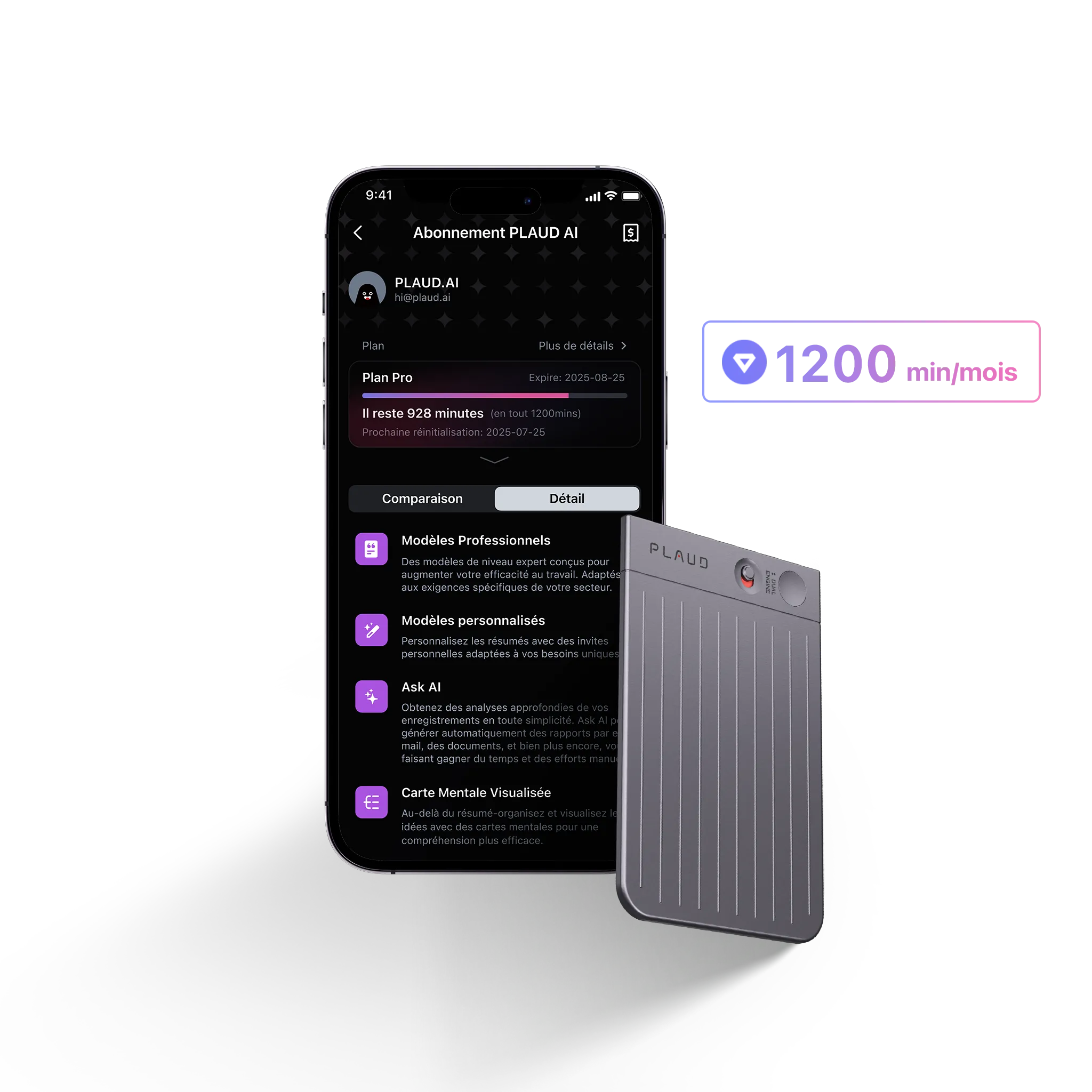 Plaud Note et Abonnement Annuel à l’IA Pro Plan