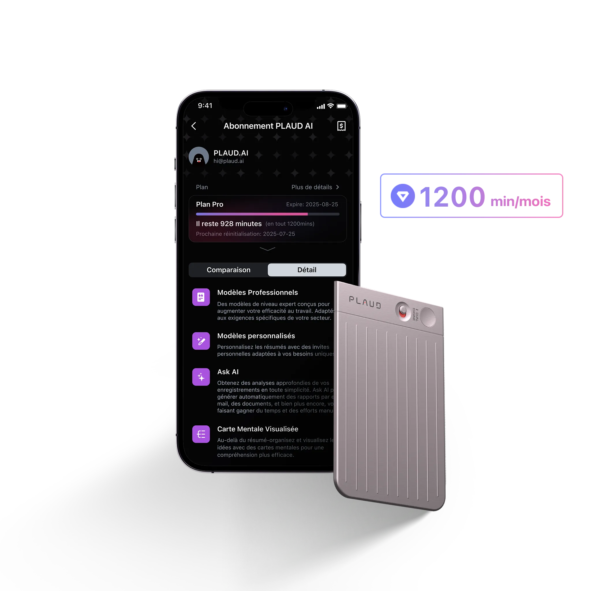 Plaud Note et Abonnement Annuel à l’IA Pro Plan
