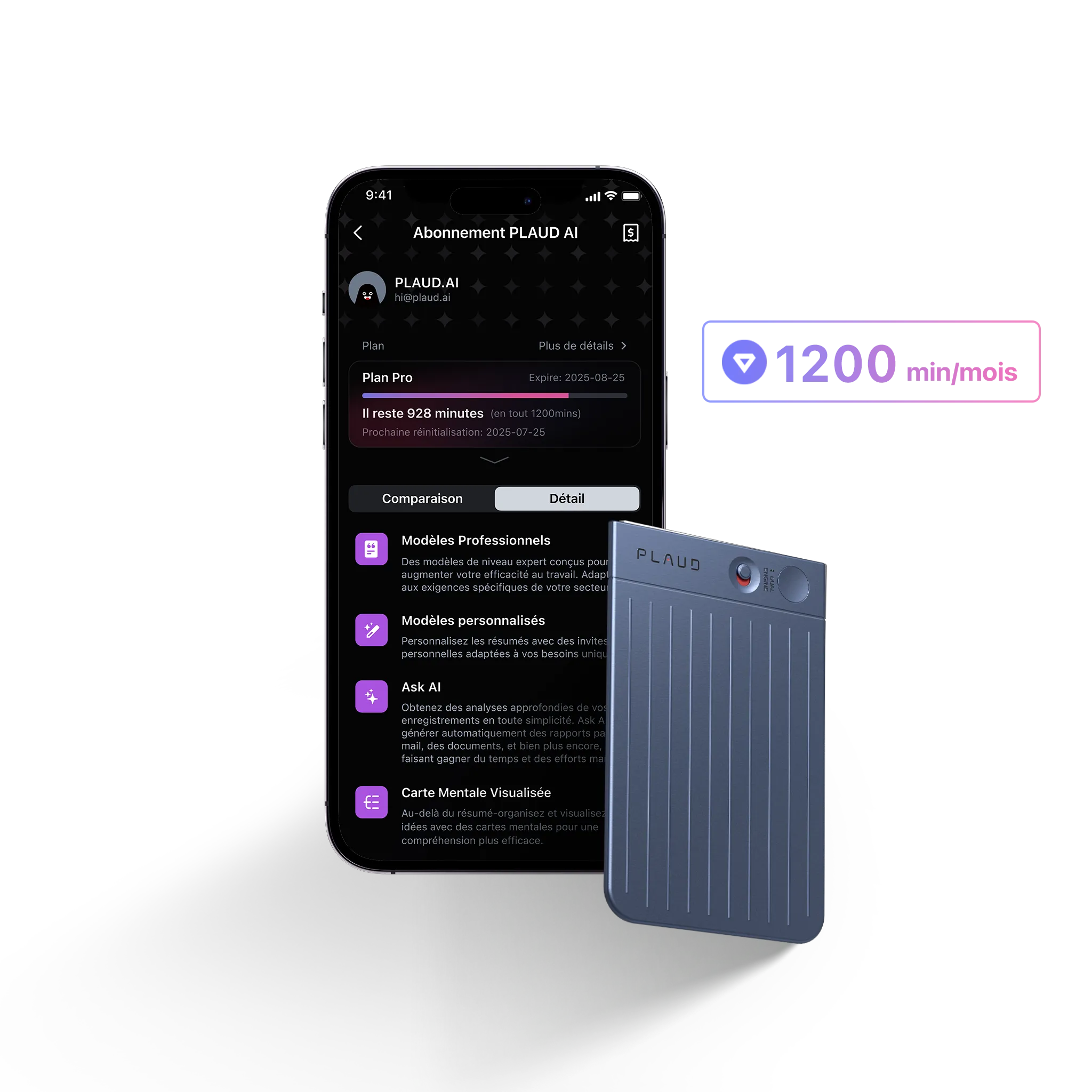 Plaud Note et Abonnement Annuel à l’IA Pro Plan