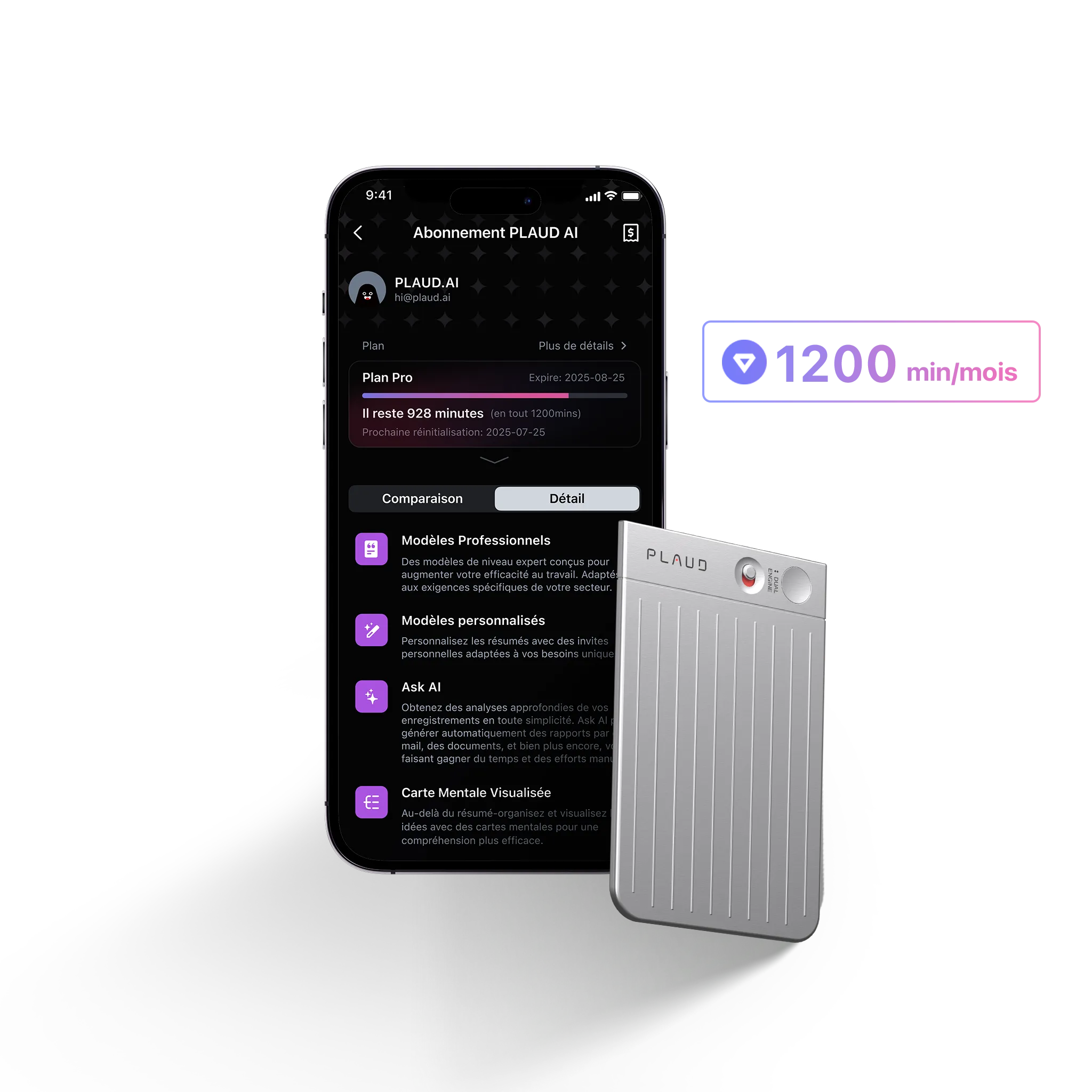 Plaud Note et Abonnement Annuel à l’IA Pro Plan