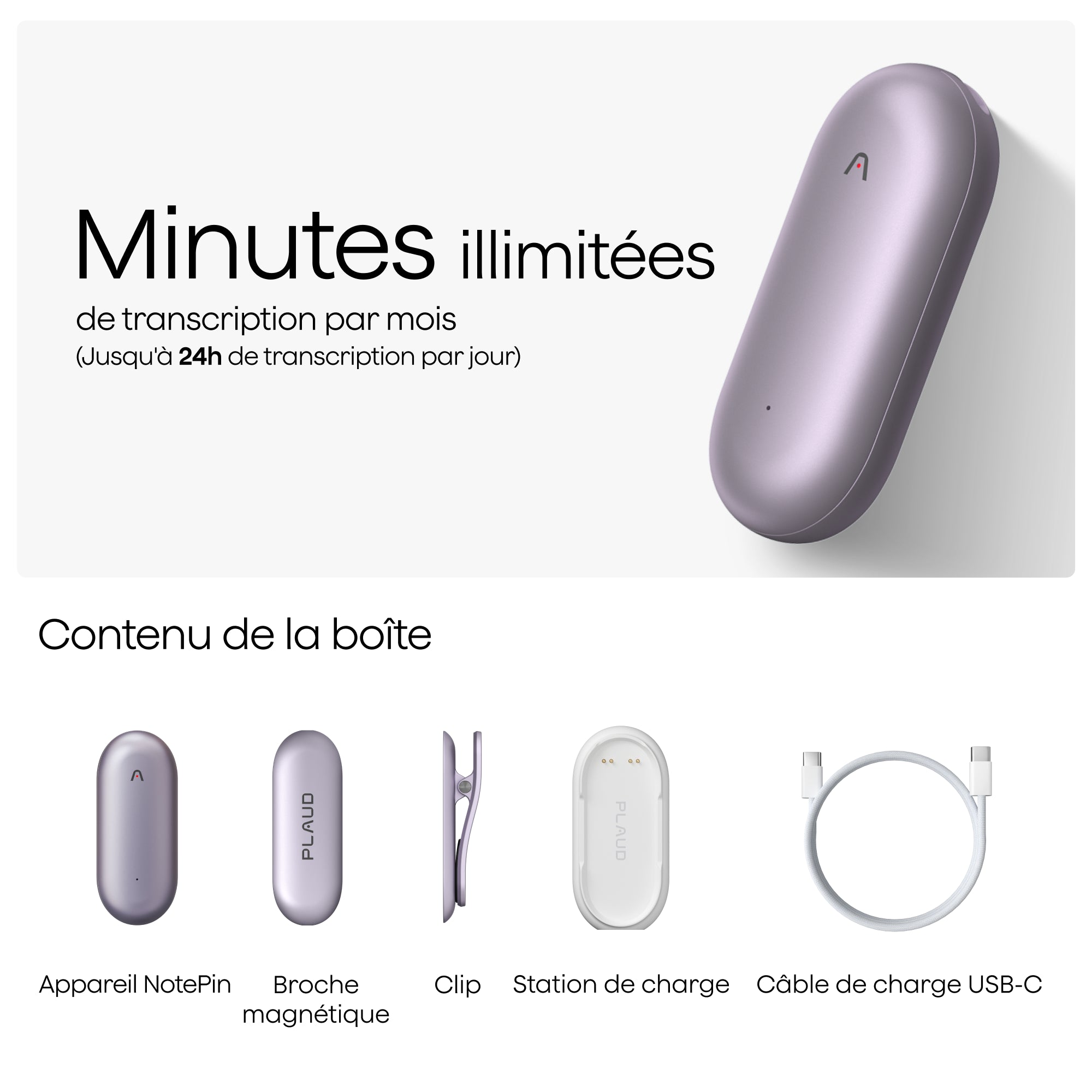 Plaud NotePin + Abonnement Annuel à l’Unlimited Plan IA