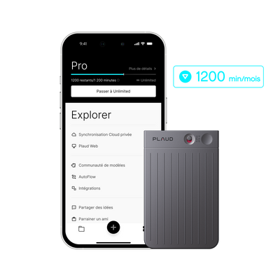 Plaud Note + Abonnement Annuel au Pro Plan IA