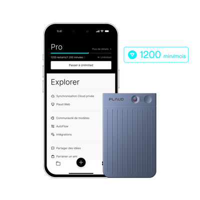 Plaud Note + Abonnement Annuel au Pro Plan IA