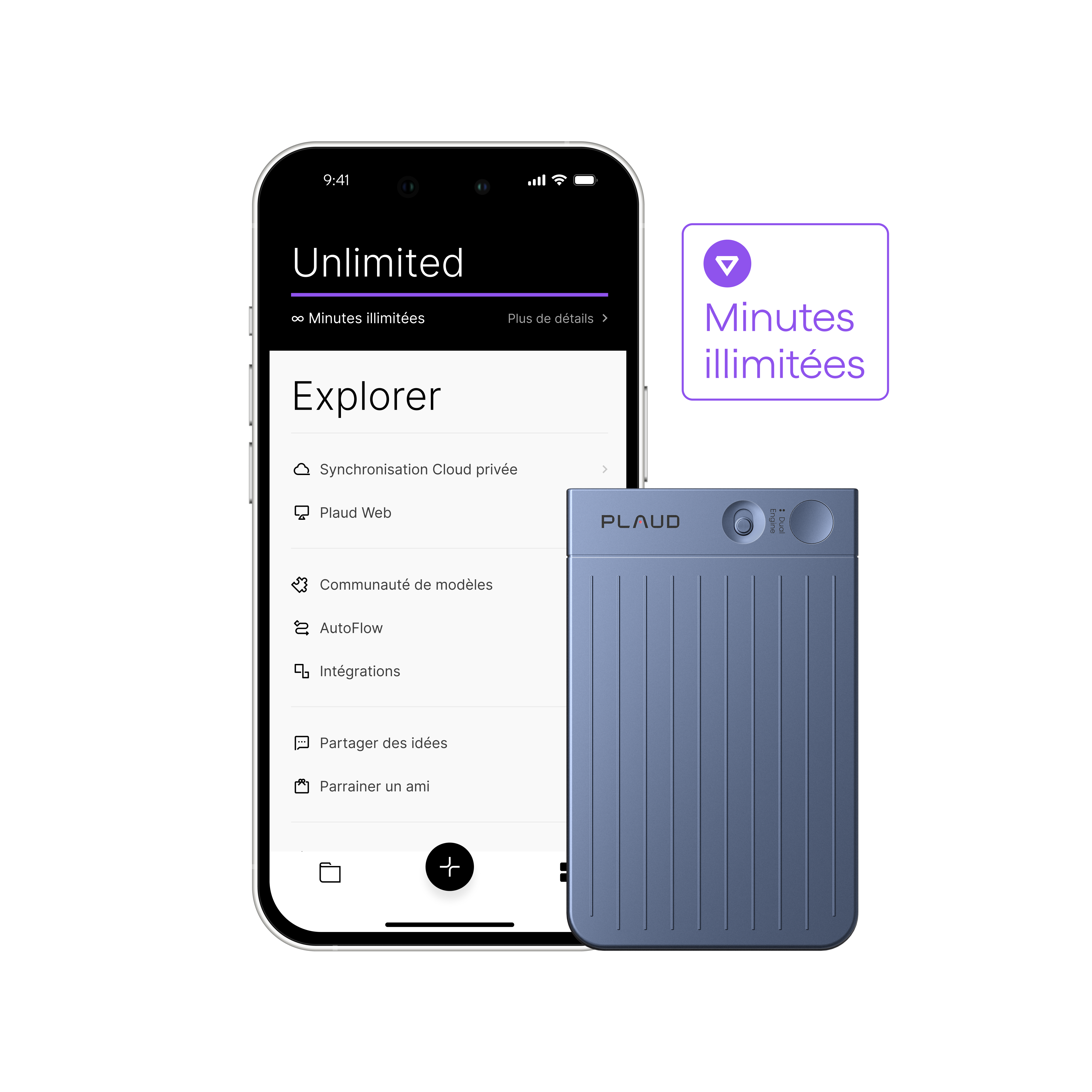 Plaud Note + Plaud Intelligence Unlimited Plan (1 an)