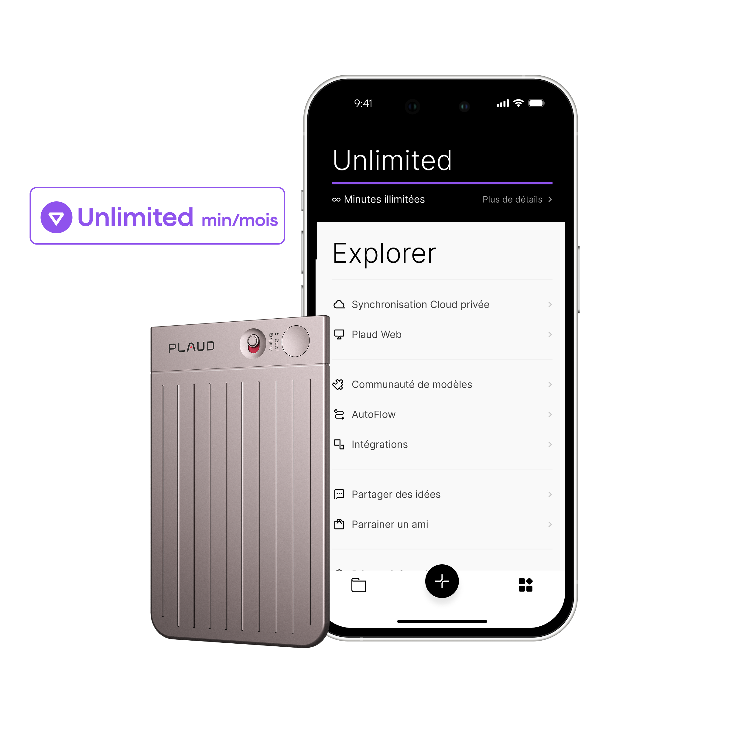 Plaud Note + Abonnement Annuel à l’Unlimited Plan IA