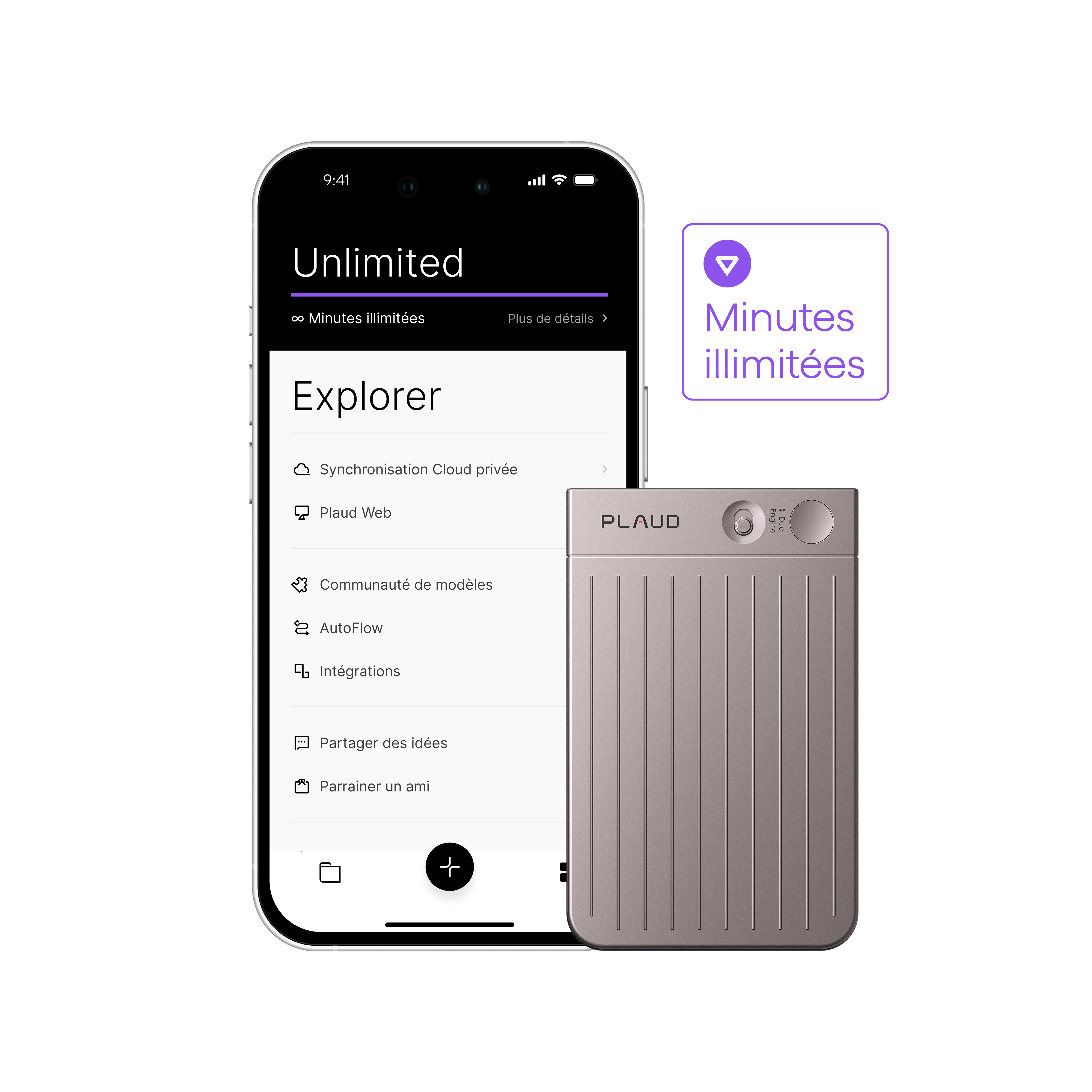 Plaud Note + Plaud Intelligence Unlimited Plan (1 an)