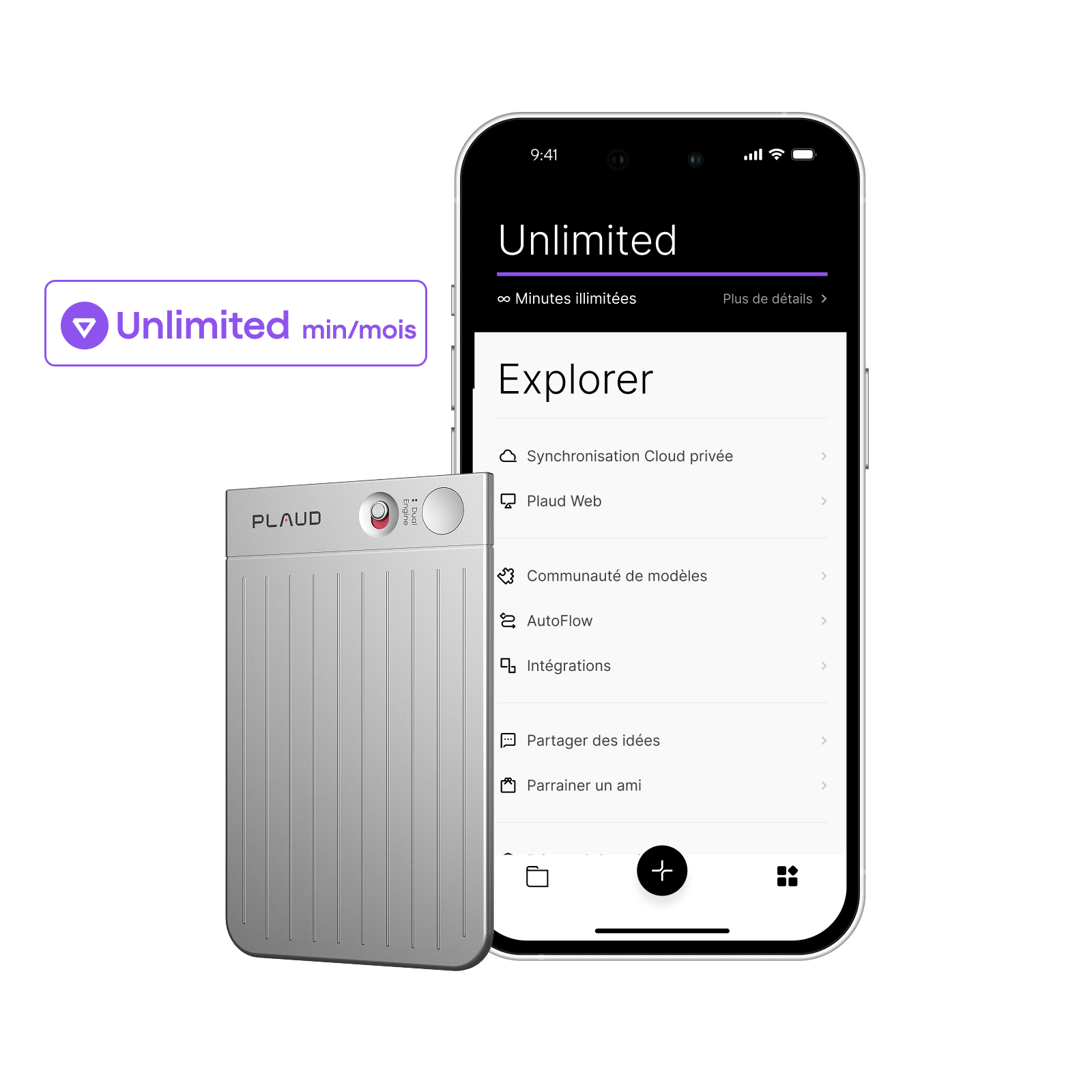 Plaud Note + Abonnement Annuel à l’Unlimited Plan IA