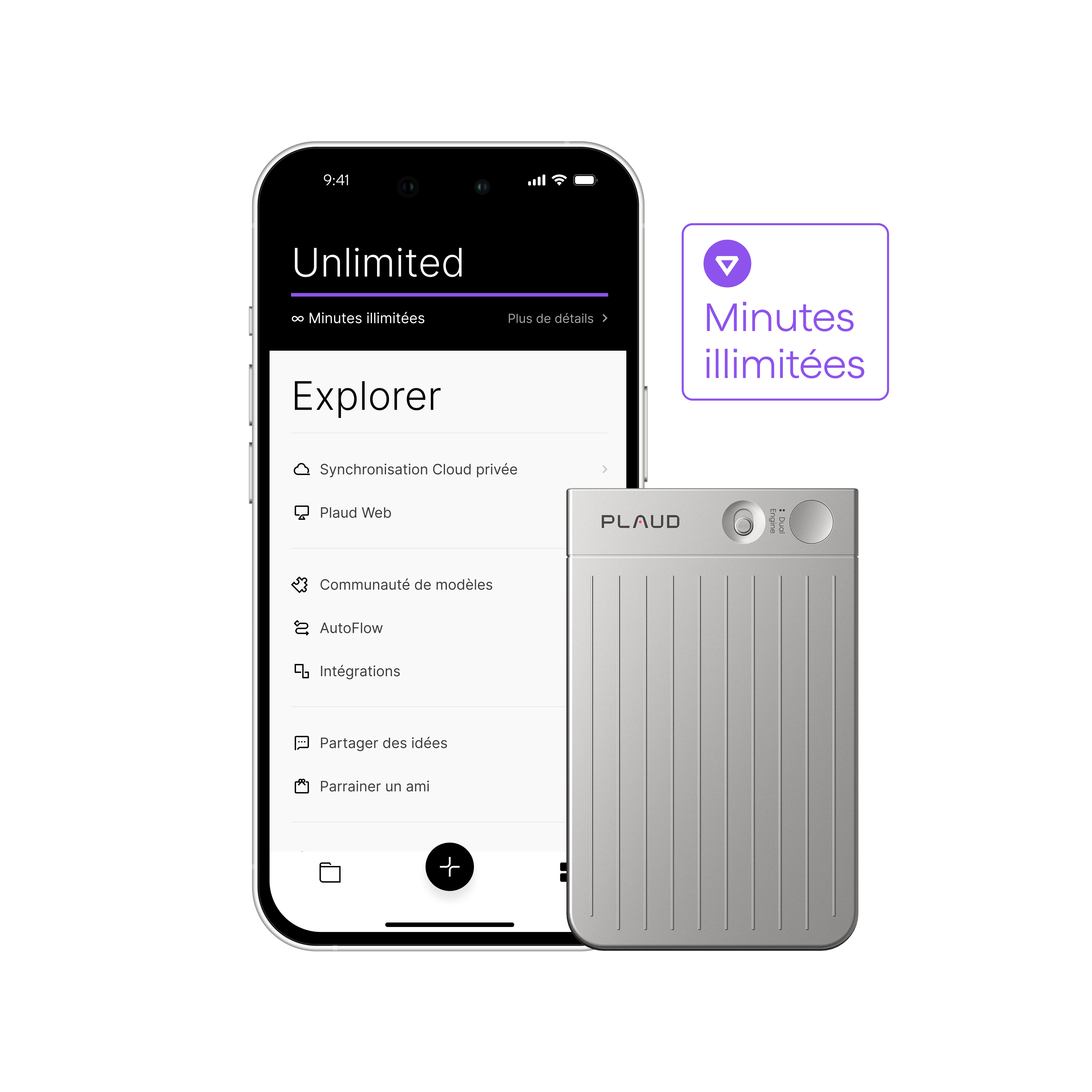 Plaud Note + Plaud Intelligence Unlimited Plan (1 an)
