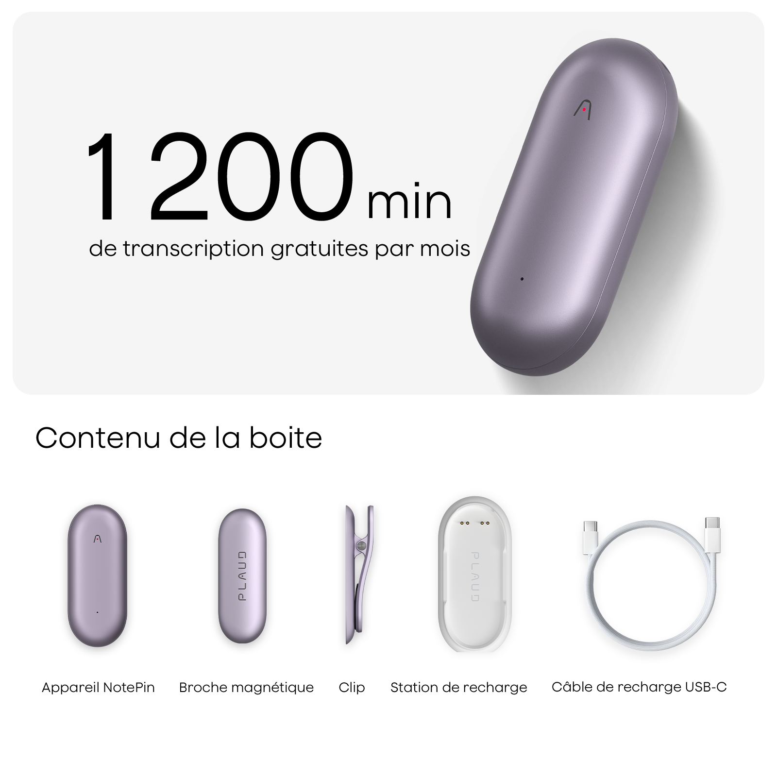 Plaud NotePin et Abonnement Annuel à l’IA Pro Plan