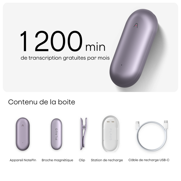 Plaud NotePin et Abonnement Annuel à l’IA Pro Plan
