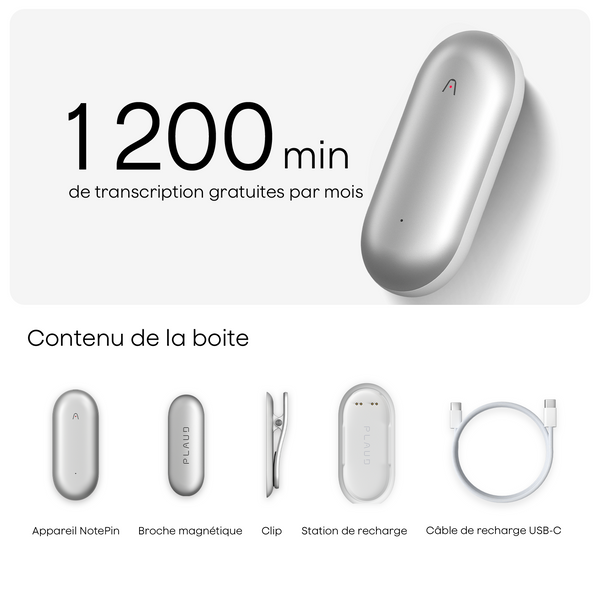 Plaud NotePin et Abonnement Annuel à l’IA Pro Plan
