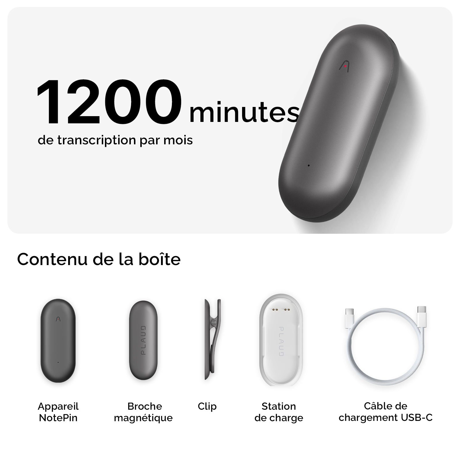 PLAUD NotePin et Abonnement Annuel à l’IA Pro Plan