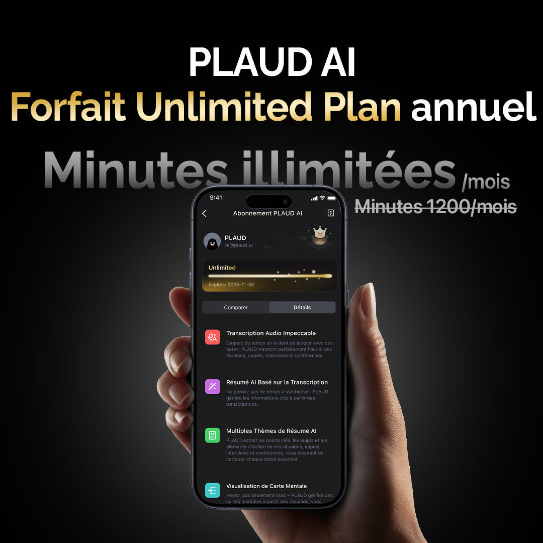 Abonnement Annuel Illimité PLAUD AI | Lot de 2