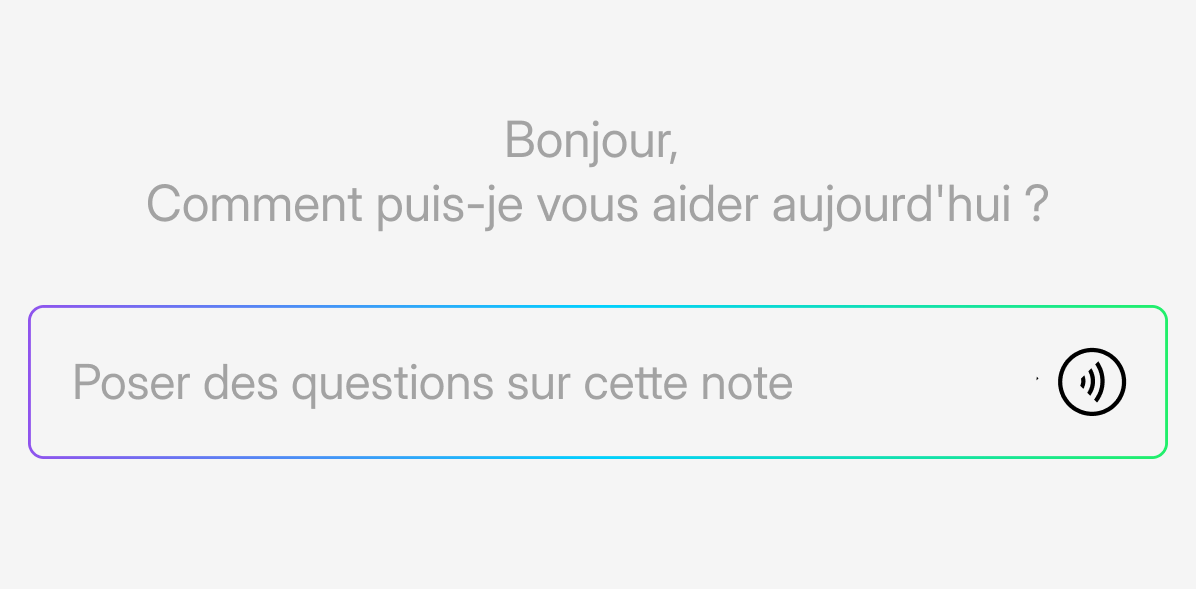 Interface Plaud avec un assistant IA proposant son aide et un champ de saisie "Poser des questions sur cette note".