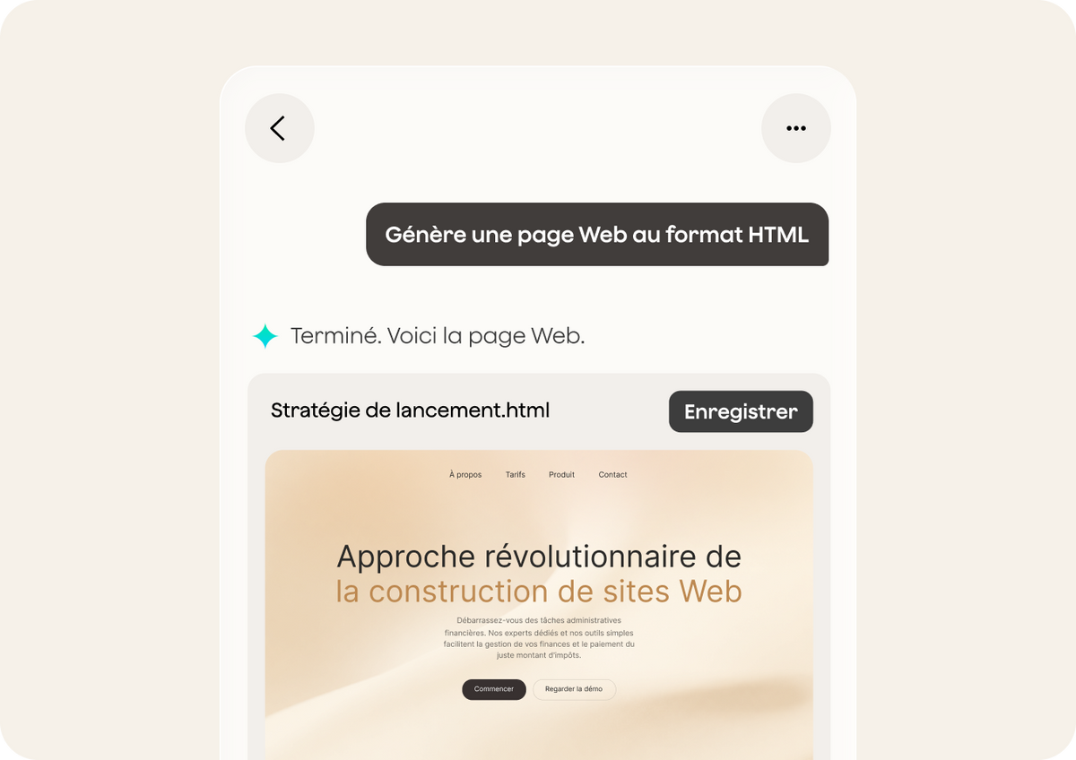 A Plaud Agent chat that has produced a finished webpage from a single request