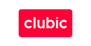 Logo Clubic: un rectangle rouge aux coins arrondis avec le mot "clubic" en blanc sur fond noir.