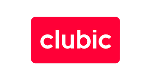 Logo Clubic: un rectangle rouge aux coins arrondis avec le mot "clubic" en blanc sur fond noir.