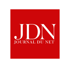 Logo du Journal du Net (JDN) sur fond rouge.
