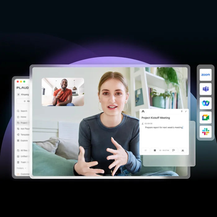 Plaud Desktop nimmt ein Online-Meeting auf