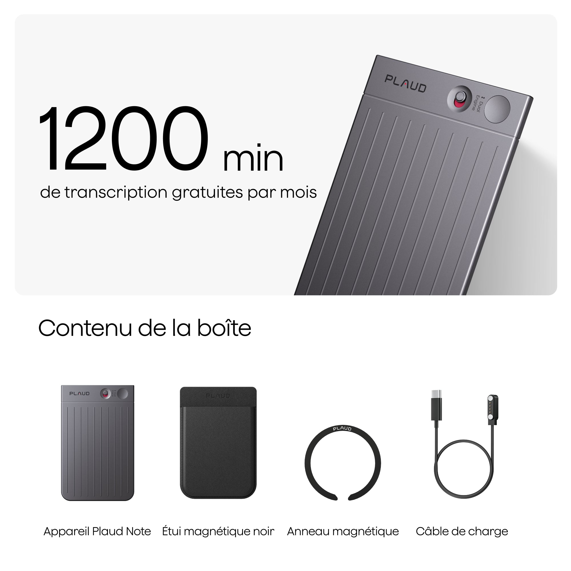 Plaud Note + Abonnement Annuel au Pro Plan IA