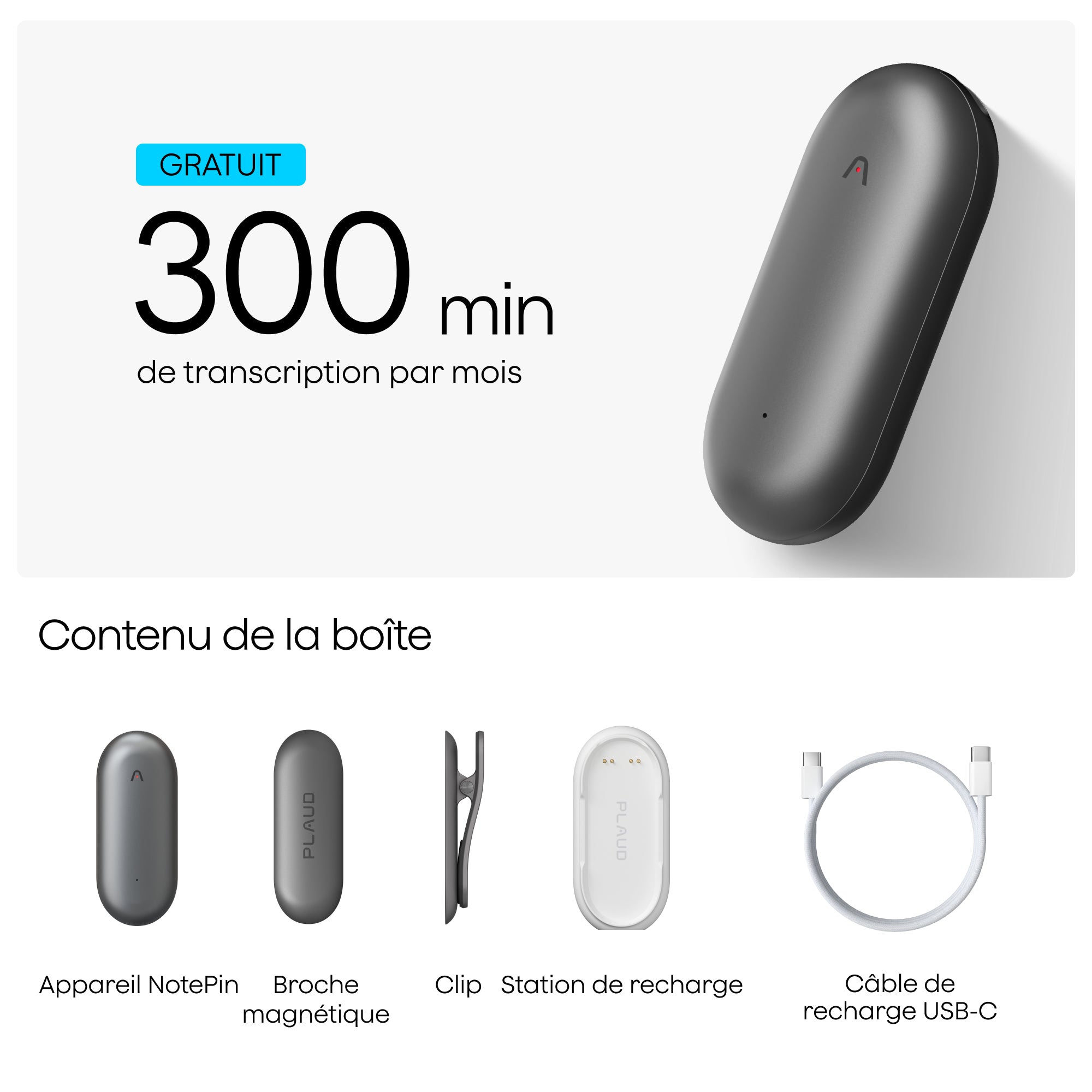 Plaud NotePin - Assistant de Prise de Notes IA Portable