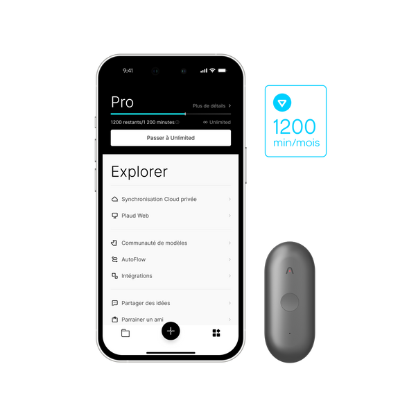 Plaud NotePin S + Plaud Intelligence Pro Plan (1 an)