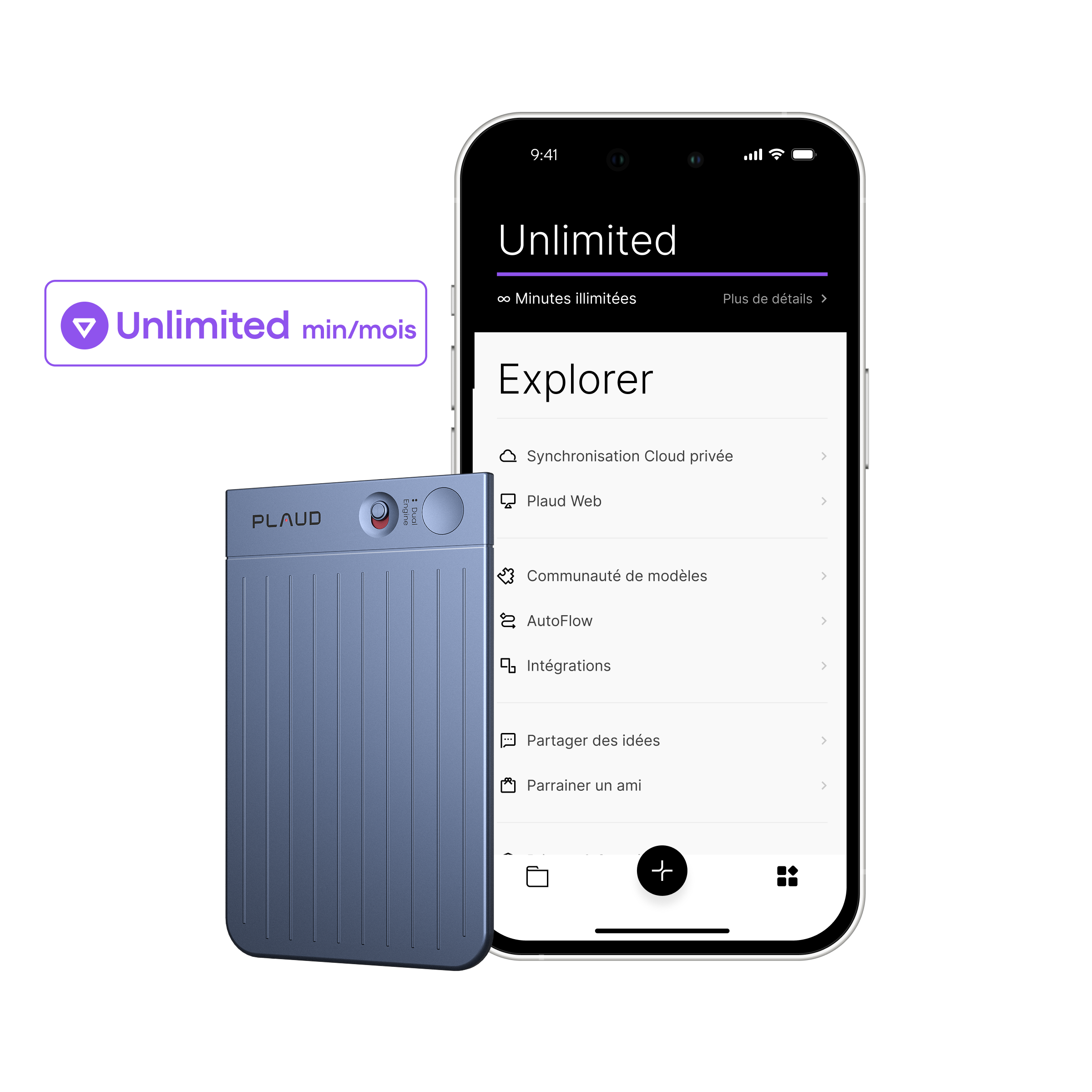 Plaud Note + Abonnement Annuel à l’Unlimited Plan IA
