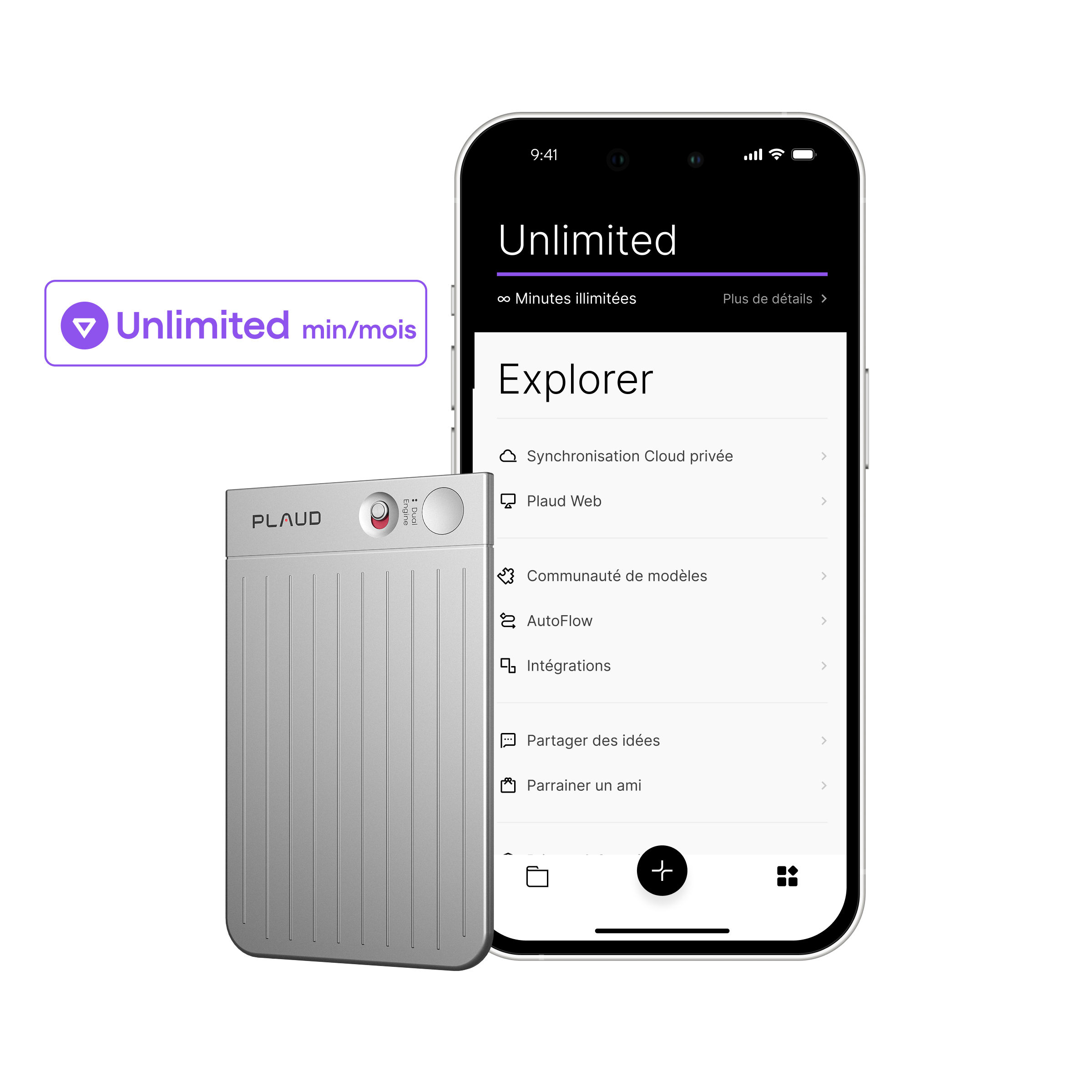 Plaud Note + Abonnement Annuel à l’Unlimited Plan IA