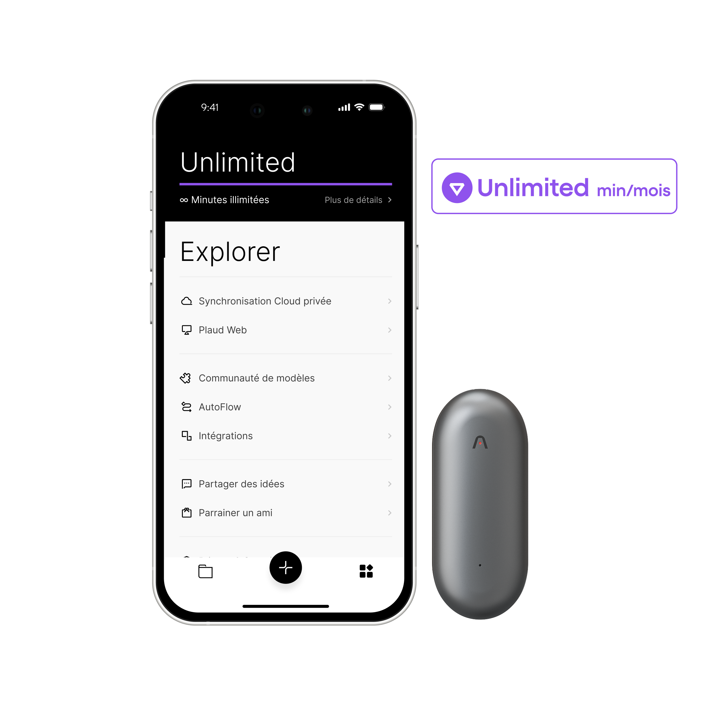 Plaud NotePin + 2 Abonnements Annuels à l’Unlimited Plan IA