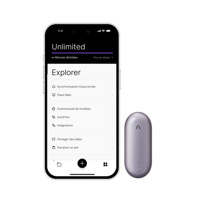 Plaud NotePin et Abonnement Annuel à l’IA Plan Annuel Illimité