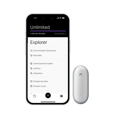 Plaud NotePin et Abonnement Annuel à l’IA Plan Annuel Illimité