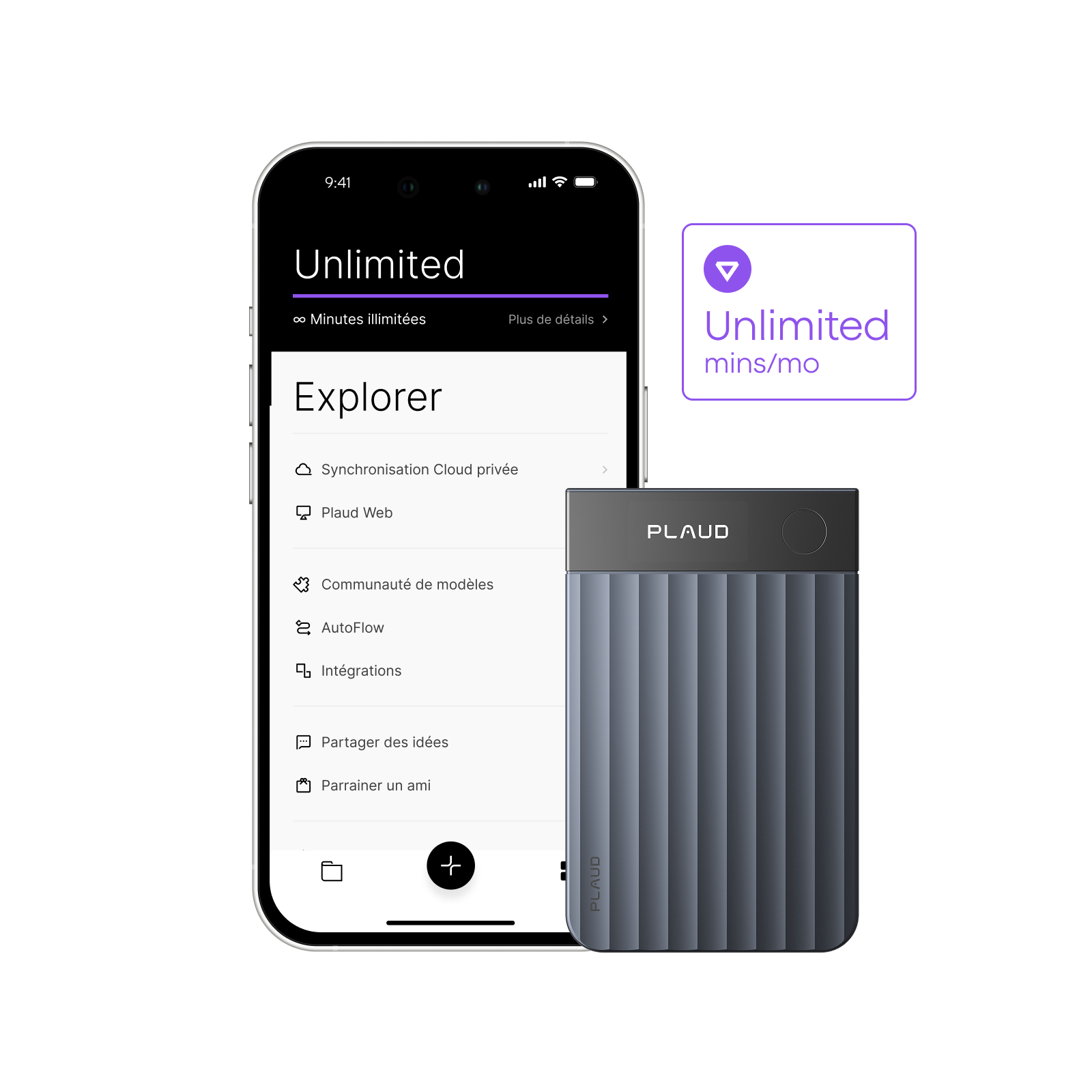 Plaud Note Pro + Abonnement Annuel à l’Unlimited Plan IA